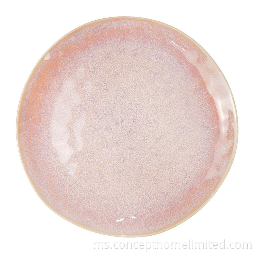 Reactive Glazed Stoneware Dinner Set In Light Pink Ch22067 G06 2